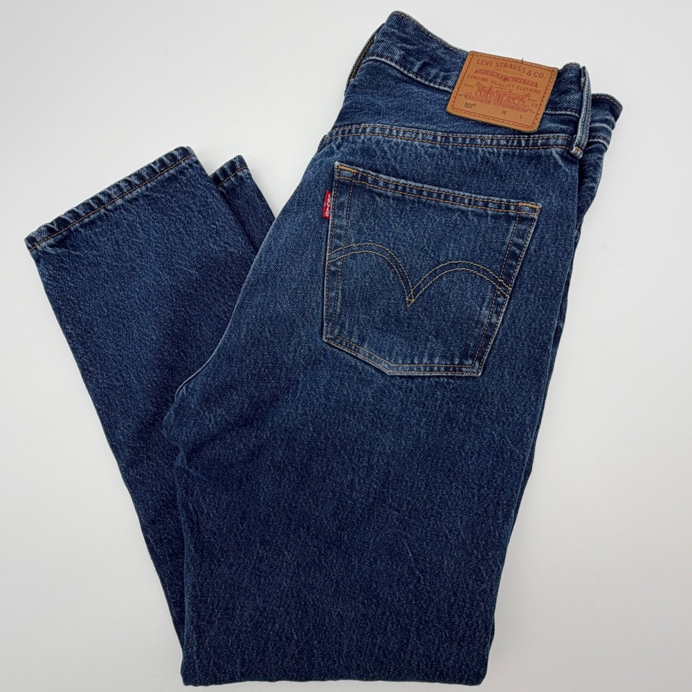 Levis Premium 501 Original Fit Jeans Mens 31x27 Dark Wash Indigo Button Fly